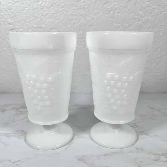 Source Unknown Other - Set Of 2 Vintage Milk Glass Goblets